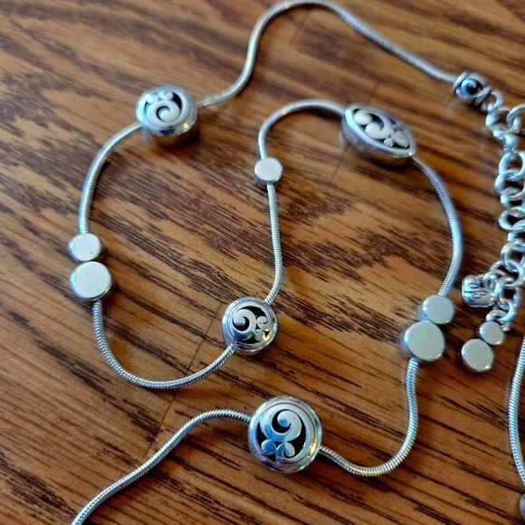 BRIGHTON "Contempo" Long Length Silver Scroll Necklace TIMELESS CHIC! - Picture 4 of 9